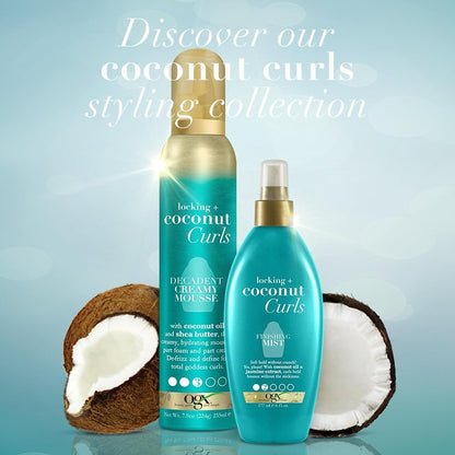 OGX Locking + Coconut Curls Mousse – Valentine's Day Gift for Women with Curly or Coily Hair, 7.9 Ounce