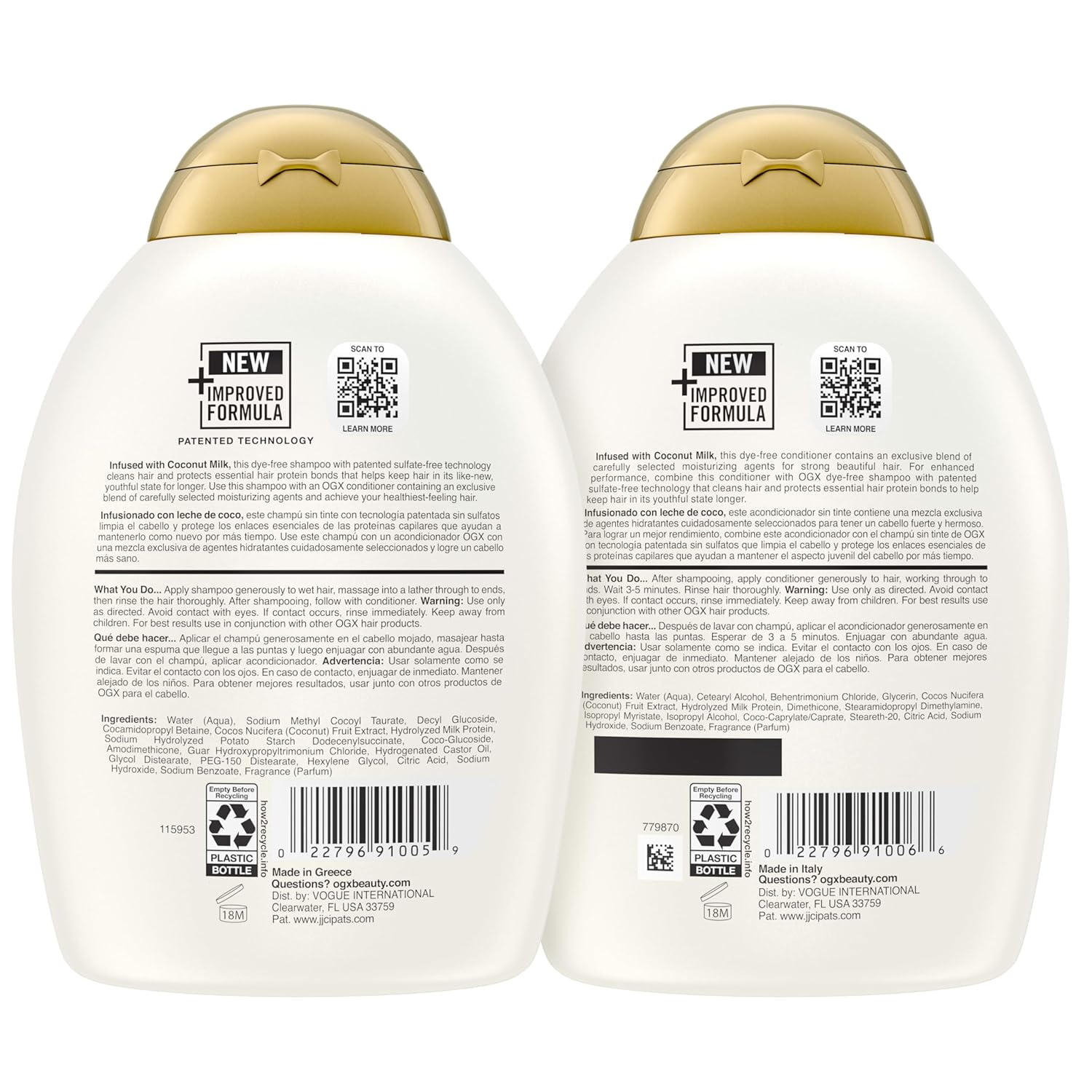OGX Nourishing Coconut Hair Care Duo – Streamlined Sulfate Free Hair Routine, Effortless Moisture for Intentional Living