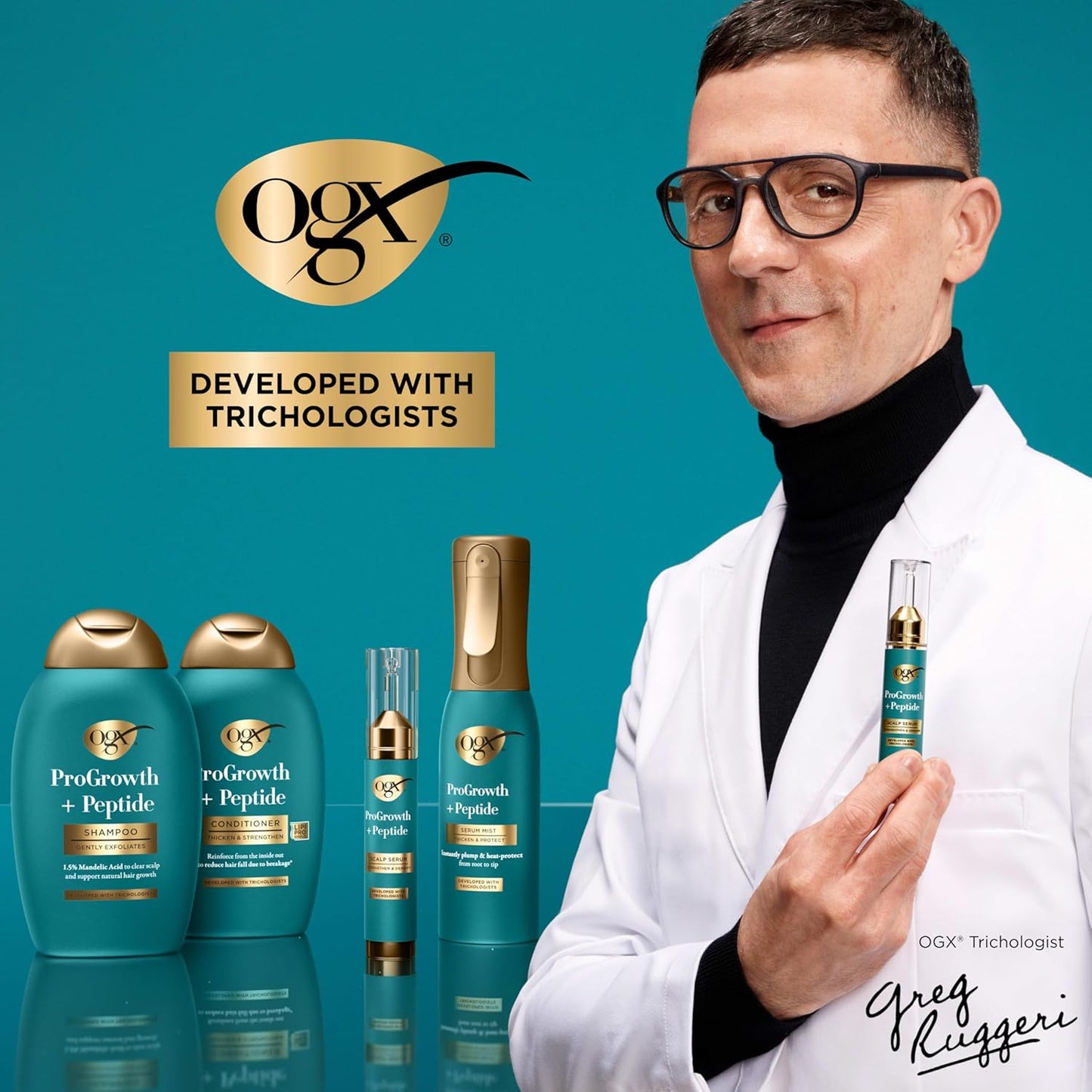 OGX ProGrowth + Peptide Clarifying Shampoo – Calming Scalp Treatment for a Weekly Wind-Down Routine