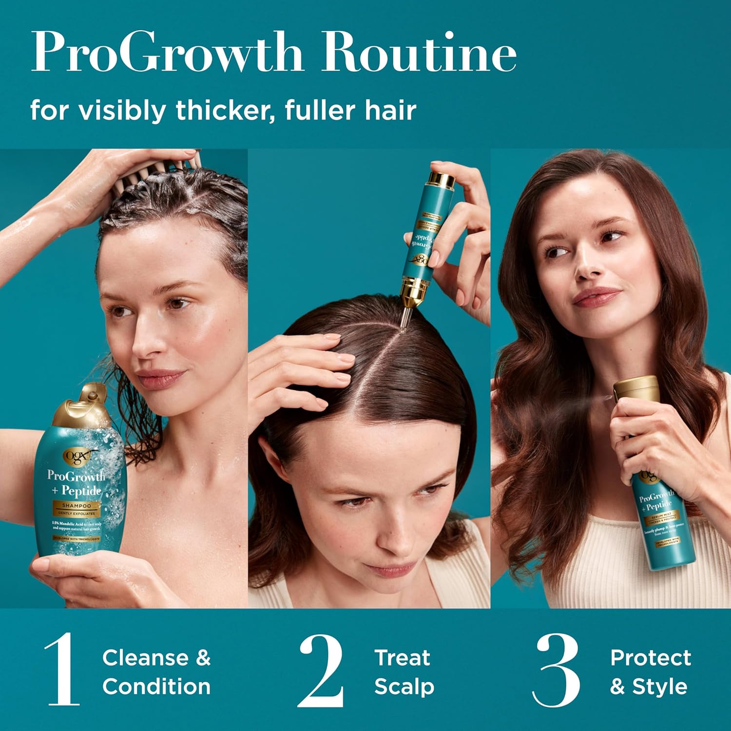 OGX ProGrowth + Peptide Serum Mist – Time-Saving Leave-In for a Camera-Ready, Fuller-Looking Blowout, 6.5 fl oz