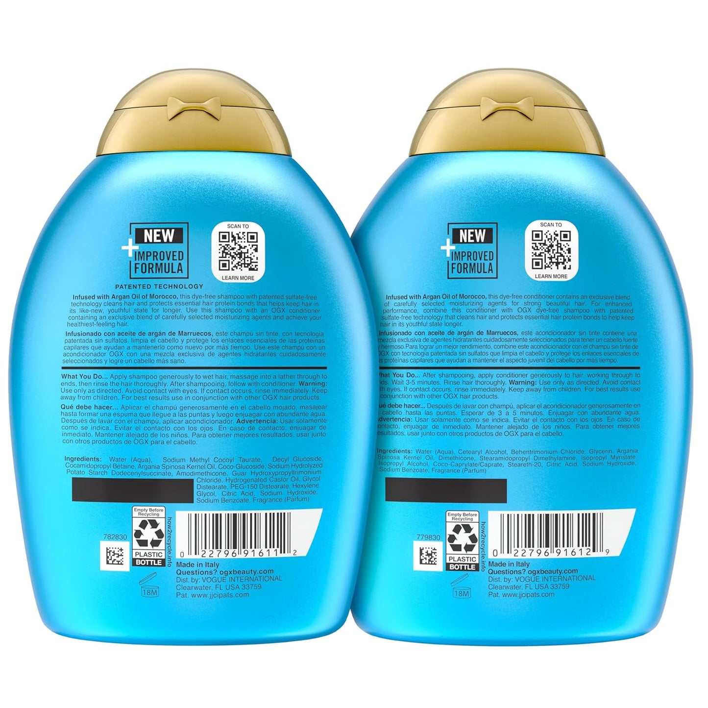 OGX Renewing + Argan Oil of Morocco Shampoo & Conditioner Set – High-End Hair Treatment Featuring Lipi Pro Shield for Damaged Strands, 13 fl oz 2 Pack