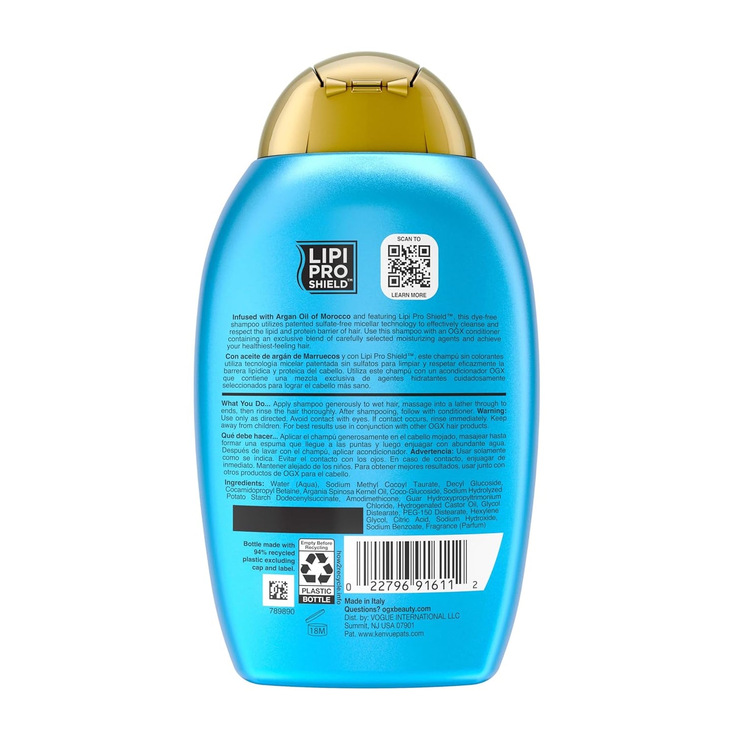 OGX Renewing Argan Oil of Morocco Shampoo – High-End Hair Renewal in 25.4 fl oz Heirloom-Size Bottle