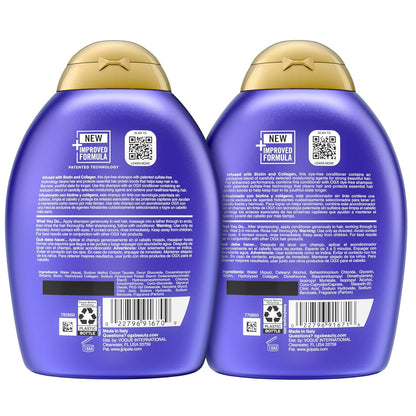 OGX Thick & Full + Biotin and Collagen – Valentine's Day Self-Care Gift for Women, Scented Volumizing Shampoo and Conditioner 2-Pack