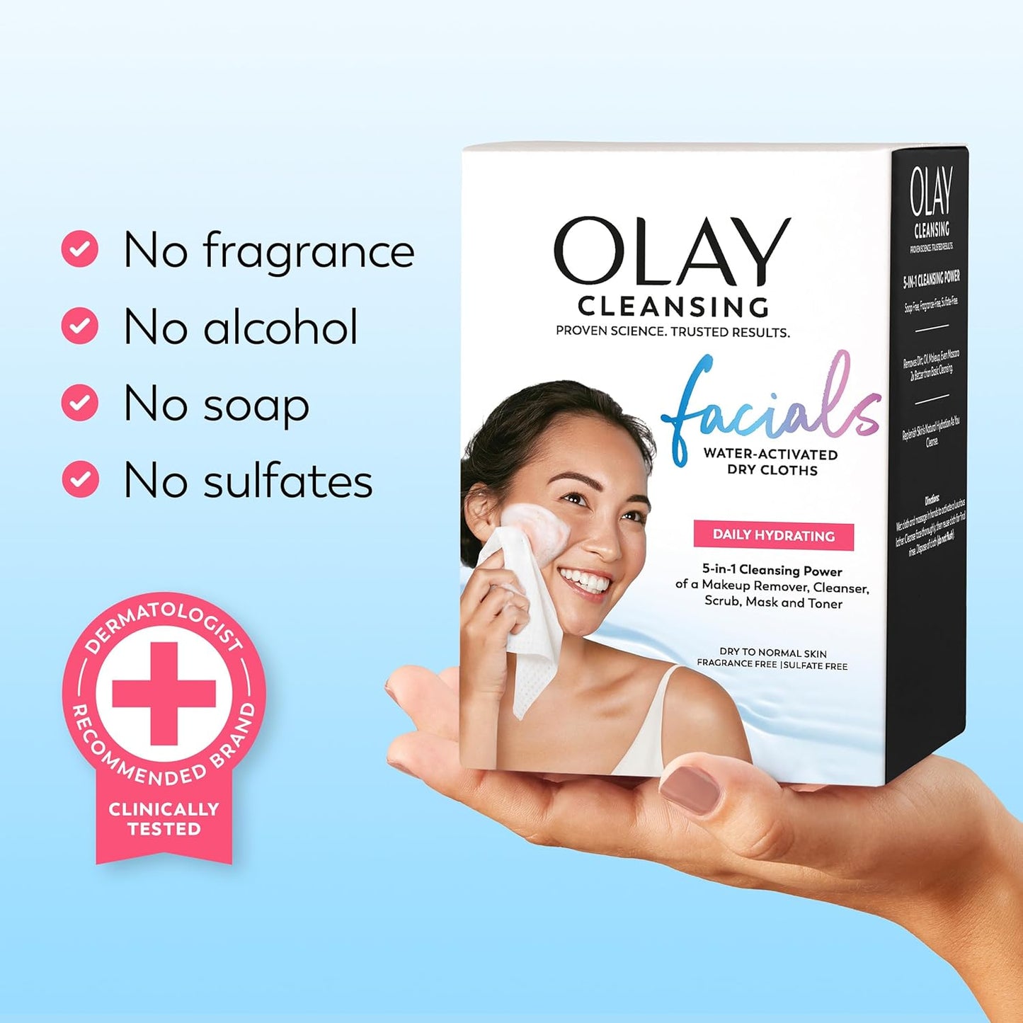 Olay 5-in-1 Face Cloths – Non-Flammable Cleansing for Sleep & Safety-First Homes