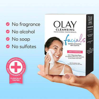 Olay 5-in-1 Face Cloths – Non-Flammable Cleansing for Sleep & Safety-First Homes