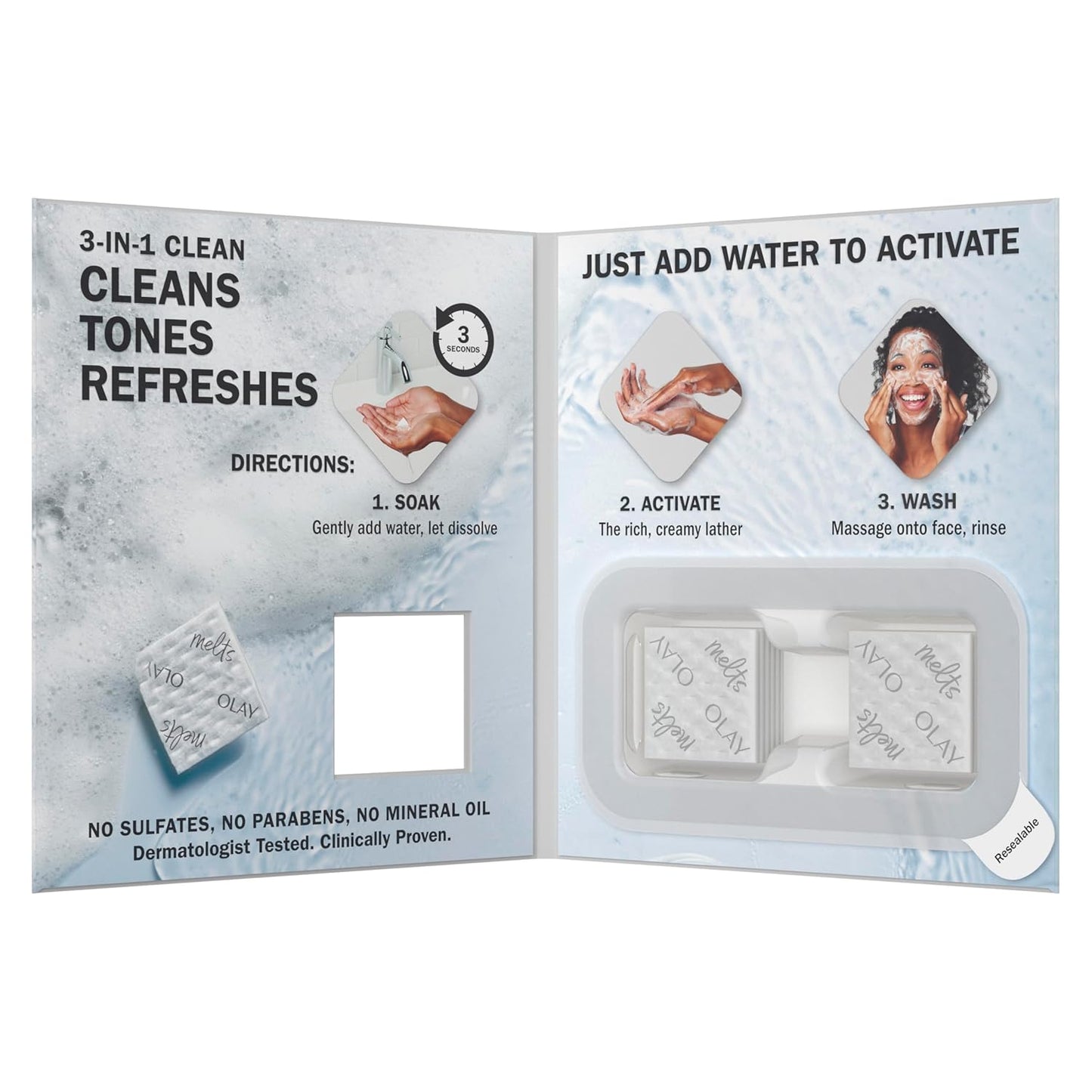 Olay Cleansing Melts Vitamin C – Dermatologist-Tested Cleanser for Post-Sun Wind-Down Routines, 12 Count Pouch