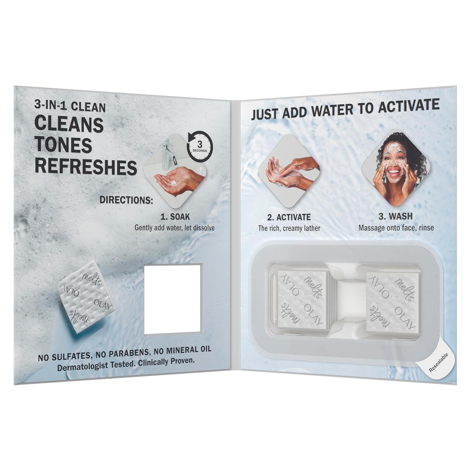 Olay Cleansing Melts Vitamin C – Dermatologist-Tested Cleanser for Post-Sun Wind-Down Routines, 12 Count Pouch