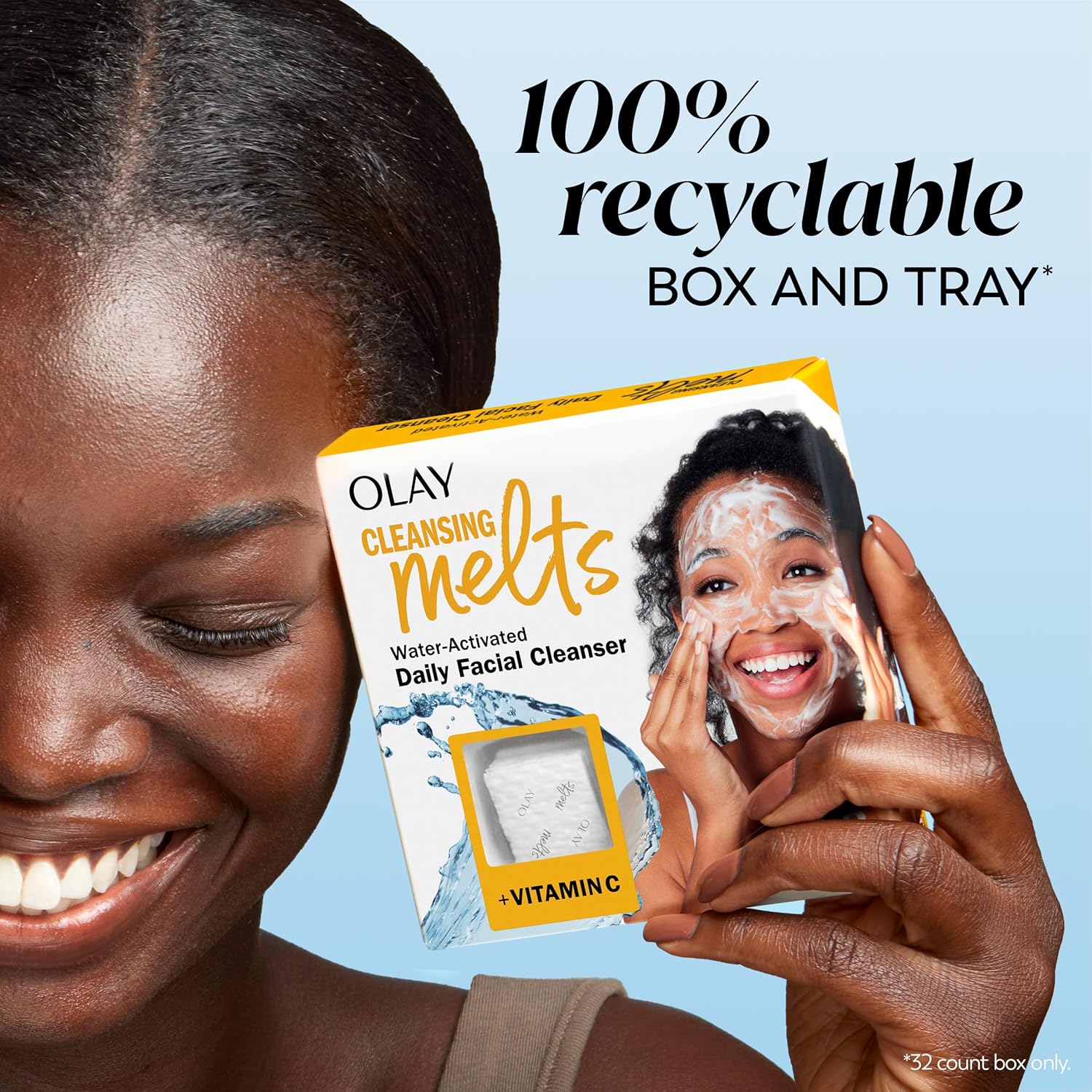 Olay Cleansing Melts Vitamin C – Dermatologist-Tested Cleanser for Post-Sun Wind-Down Routines, 12 Count Pouch