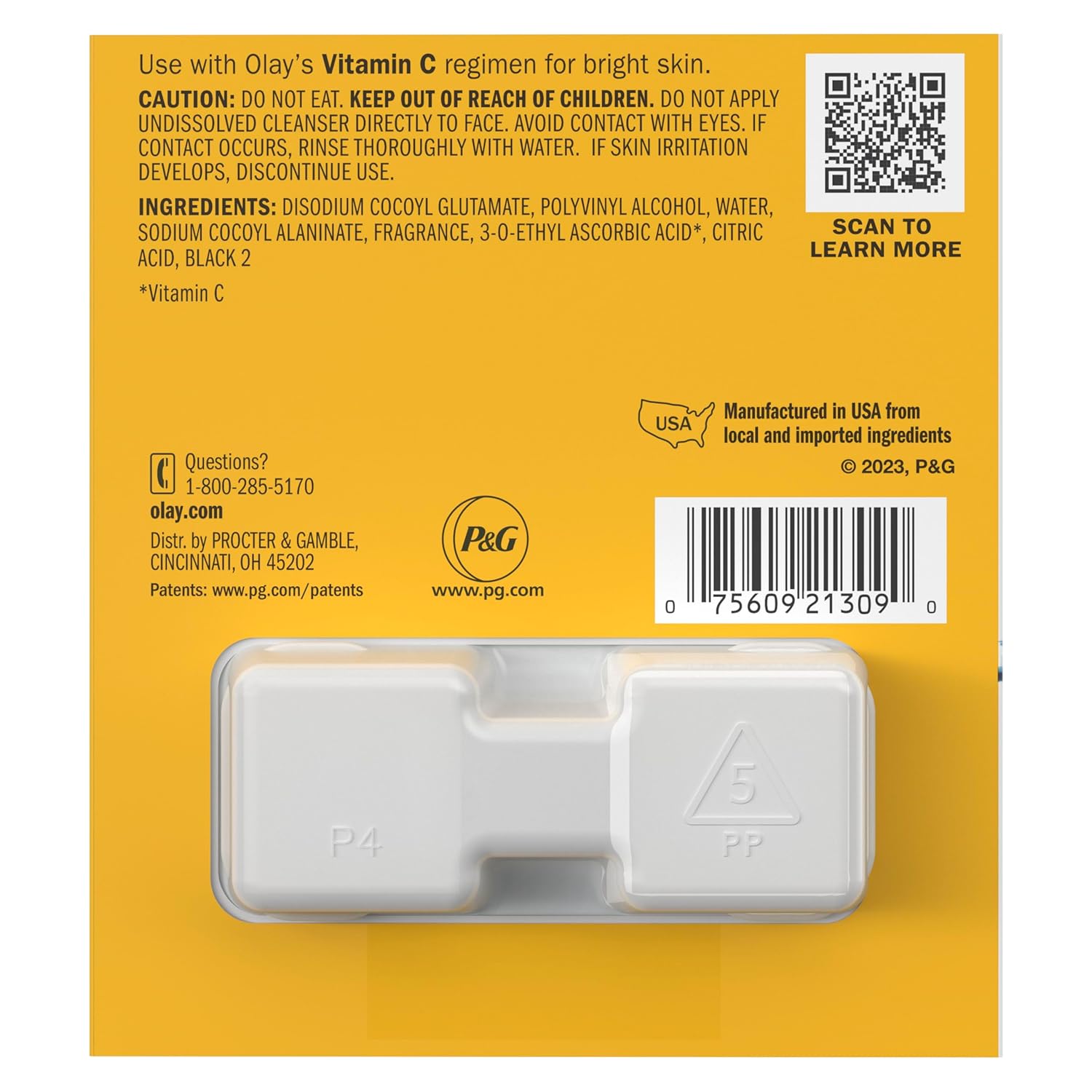 Olay Cleansing Melts Vitamin C – Dermatologist-Tested Cleanser for Post-Sun Wind-Down Routines, 12 Count Pouch