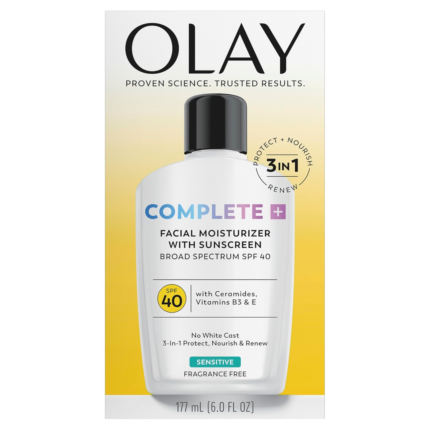 Olay Complete+ Luxury Sunscreen Moisturizer – Dermatologist-Formulated Sensitive Skin Care