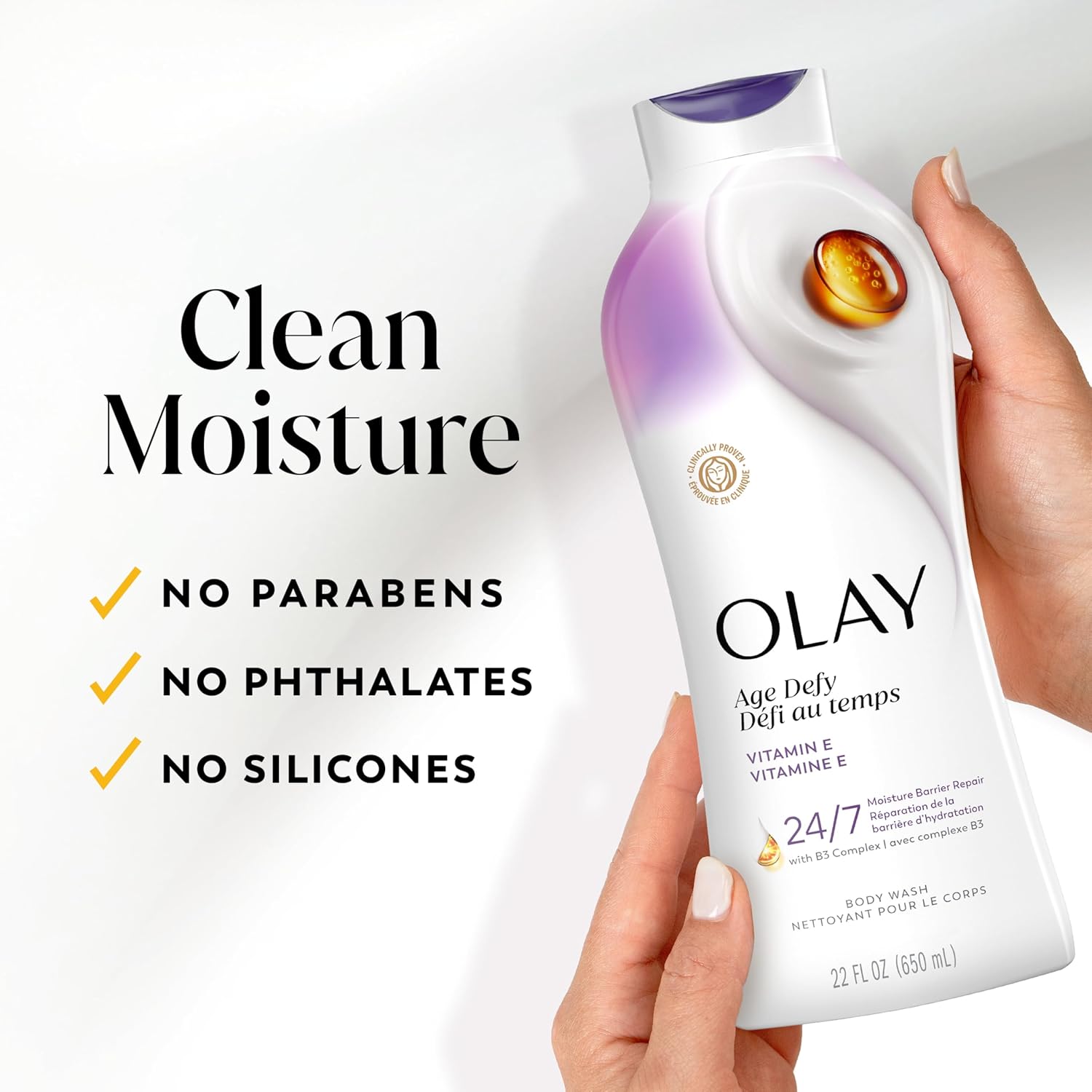 Olay Gentle Body Wash – Dermatologist-Recommended, Paraben-Free Daily Cleanser (Pack of 4)