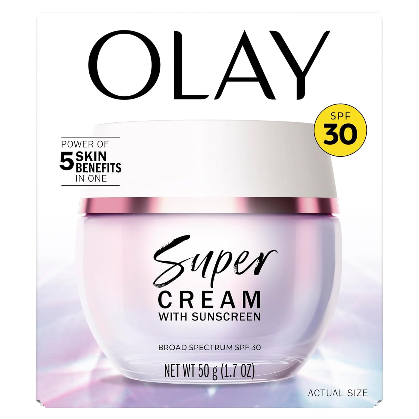 Olay Super Cream with Sunscreen SPF 30 – Lightweight Office-Desk Moisturizer for Midday Sun Protection