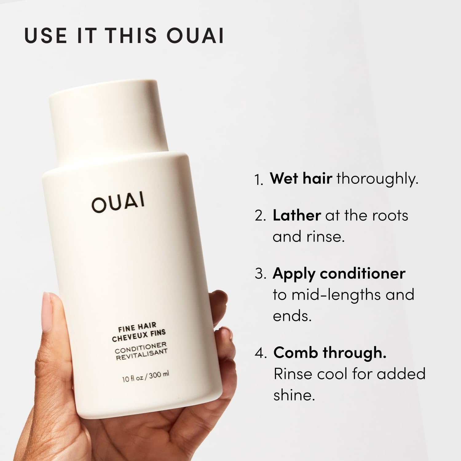 OUAI Fine Hair Wash and Conditioner Bundle - Neutral-Toned Pairing for the Intentional Capsule Bathroom