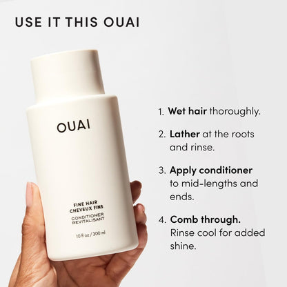 OUAI Fine Hair Wash and Conditioner Bundle - Neutral-Toned Pairing for the Intentional Capsule Bathroom