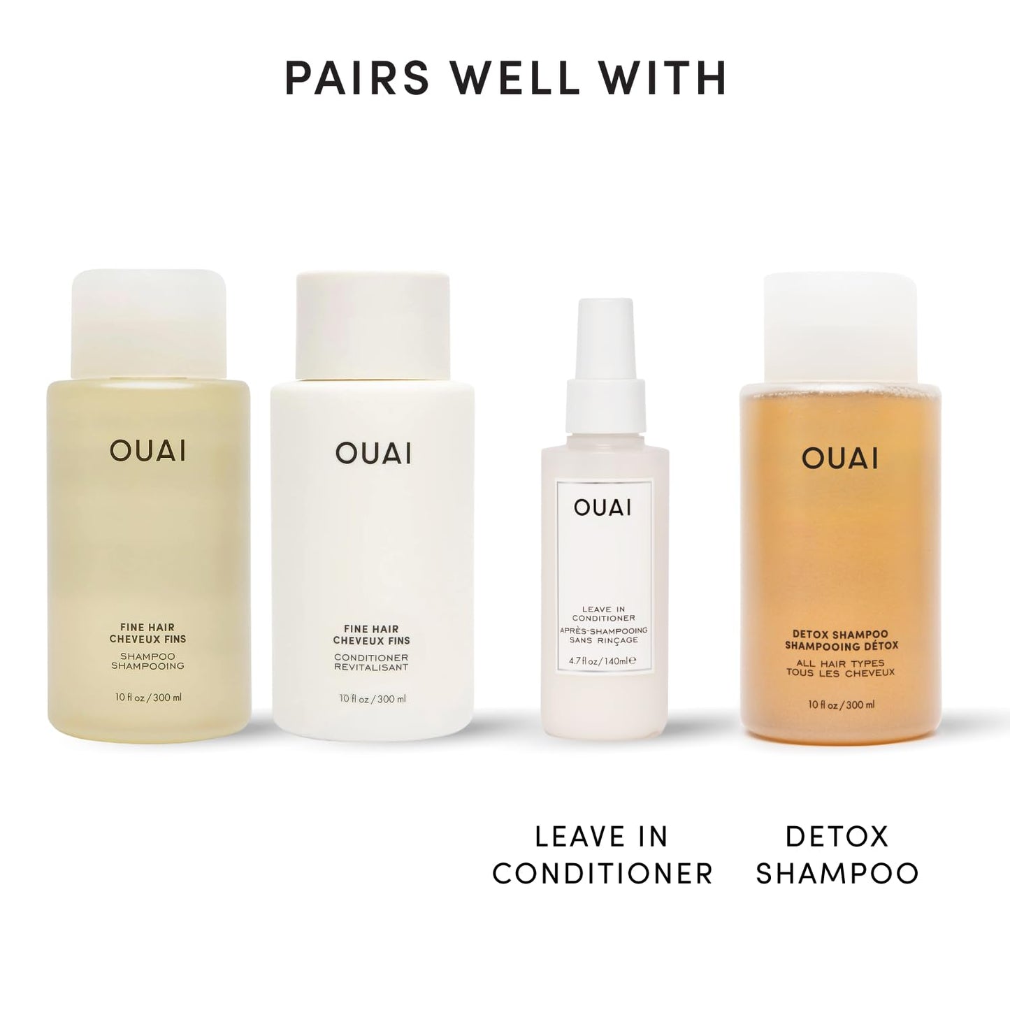 OUAI Fine Hair Wash and Conditioner Bundle - Neutral-Toned Pairing for the Intentional Capsule Bathroom