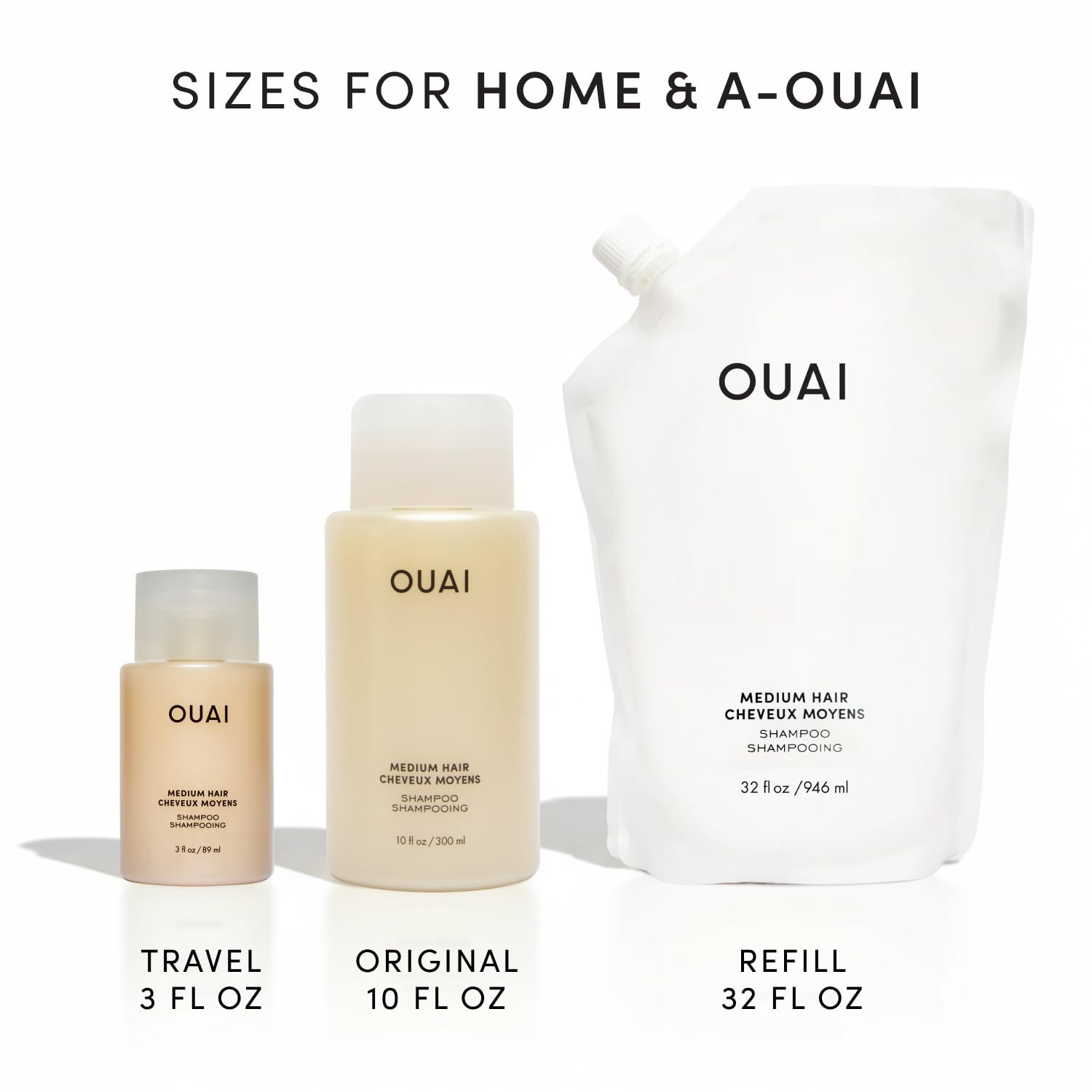 OUAI Medium Hair Shampoo - Aromatherapy Haircare Ritual with Italian Lemon and Jasmine for Stress Relief