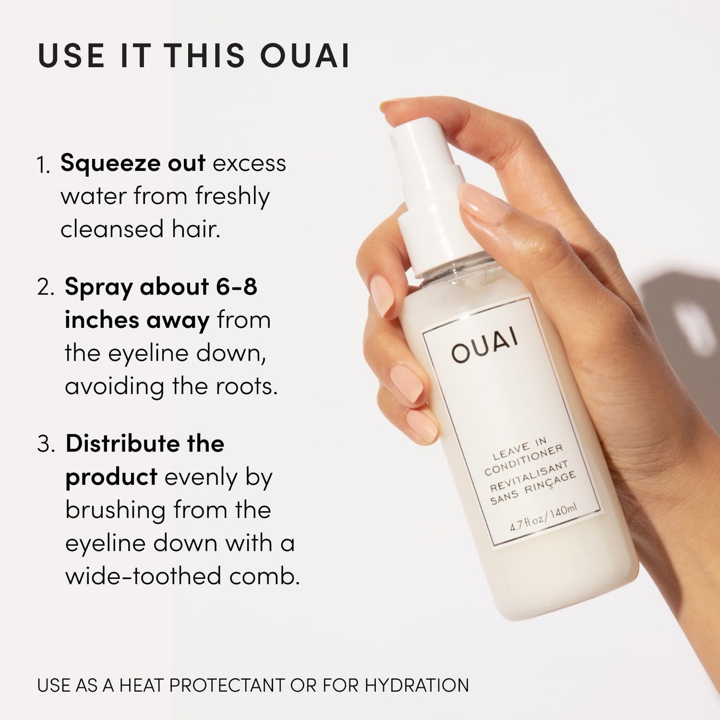 OUAI Multi-Tasking Hair Spray – Clean Design Heat Protectant That Replaces Three Separate Products