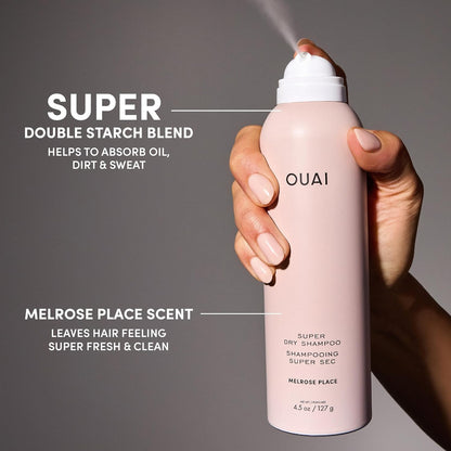 OUAI Super Dry Shampoo - Mindful Beauty Reset for the Spa Bathroom, Long-Lasting Signature Scent 4.5 oz