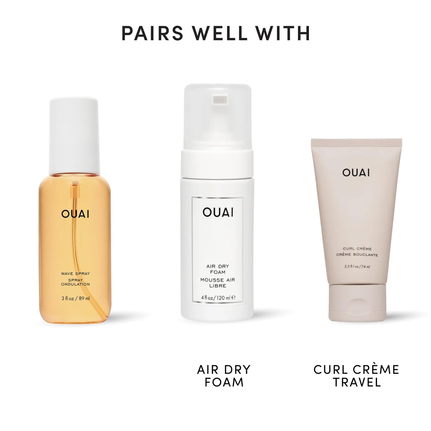 OUAI Wave Spray Mindful Beauty Ritual - Post-Workout Hair Refresh with Rice Protein, No Harsh Sea Salt Dry-Out (3 fl oz)