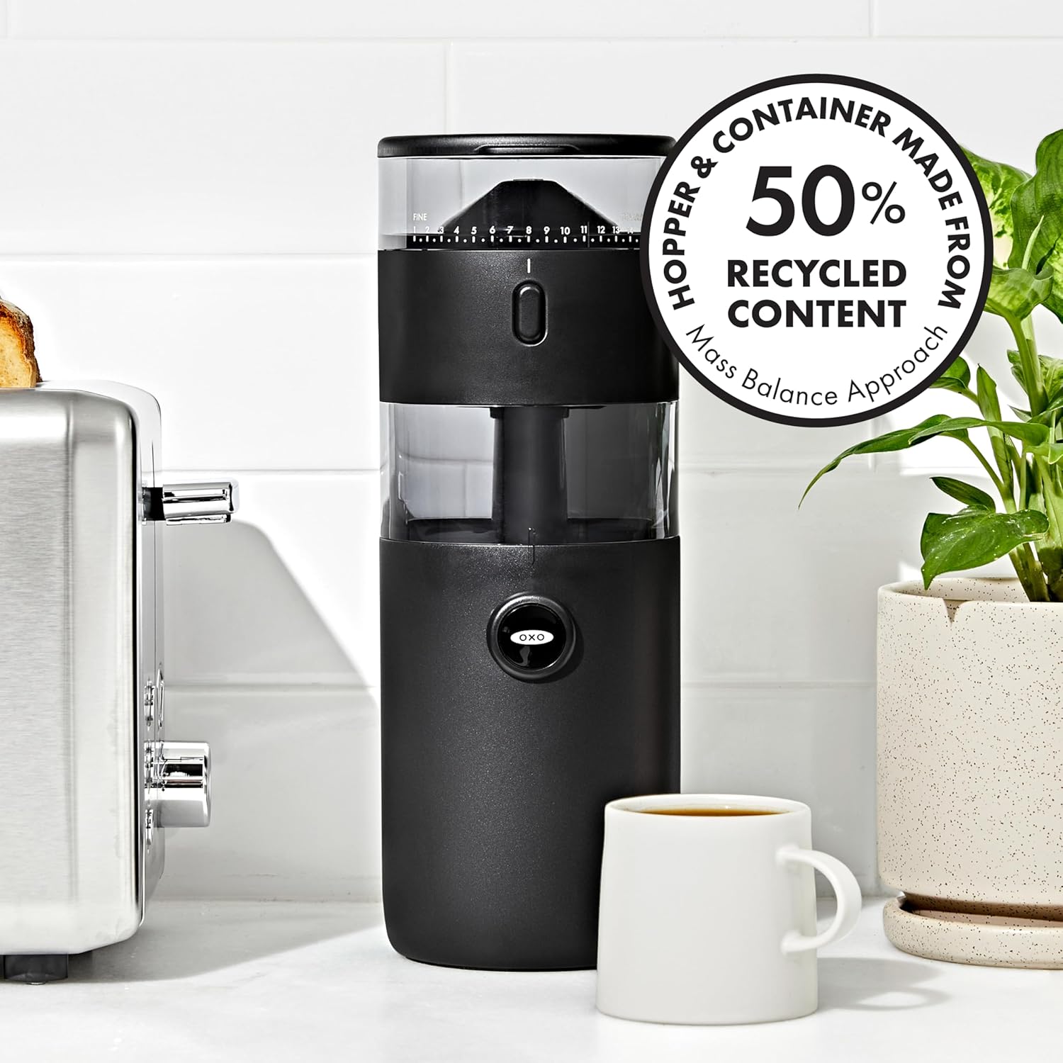 OXO Brew Compact Conical Burr Coffee Grinder – Quiet Bean Grinder for Remote Work Setup, Consistent Daily Brewing