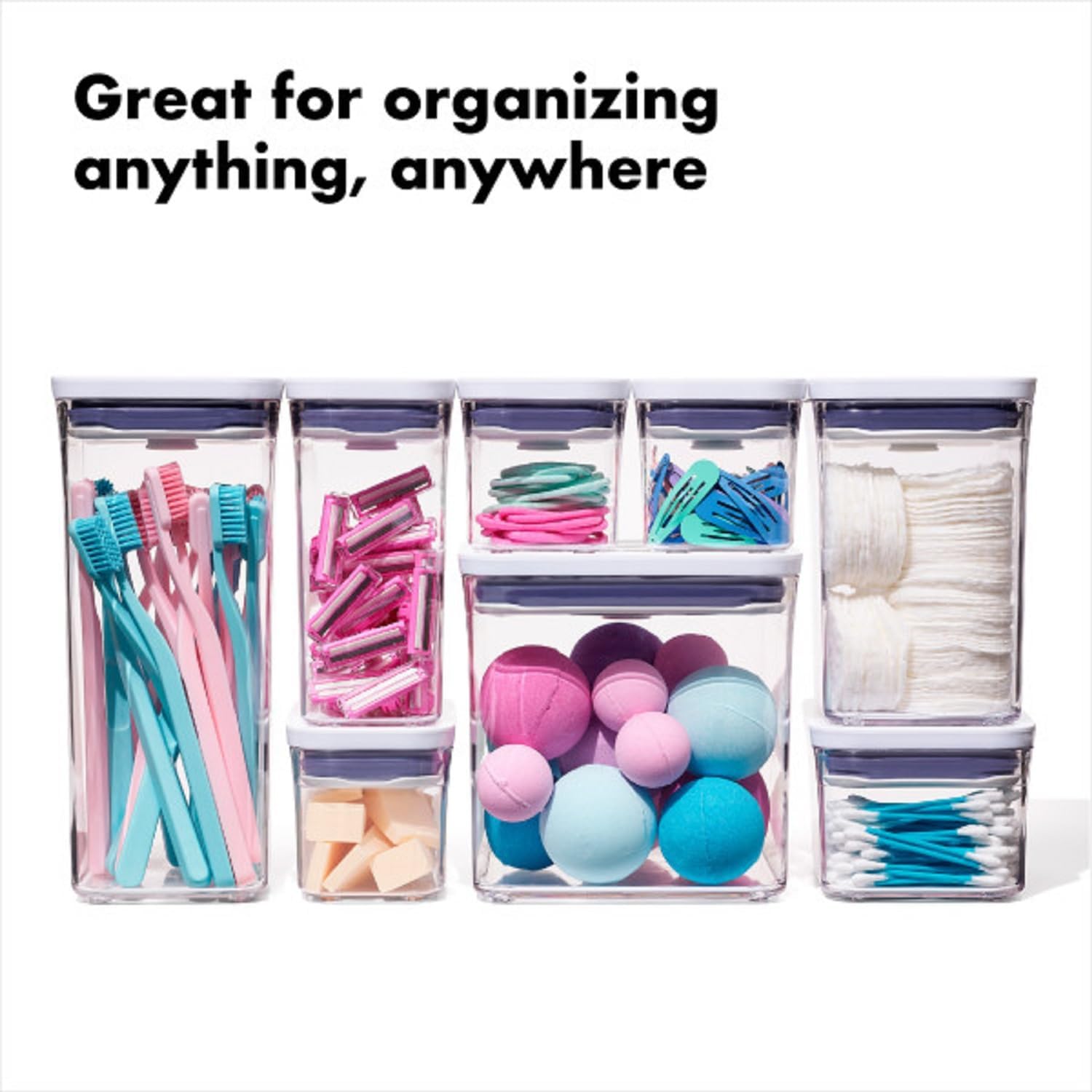 OXO Good Grips POP Container Bulk Set – Modern Pantry Styling Upgrade, 4.4-Qt Stackable Canisters with Curved Clear Bodies for a Tidy Kitchen