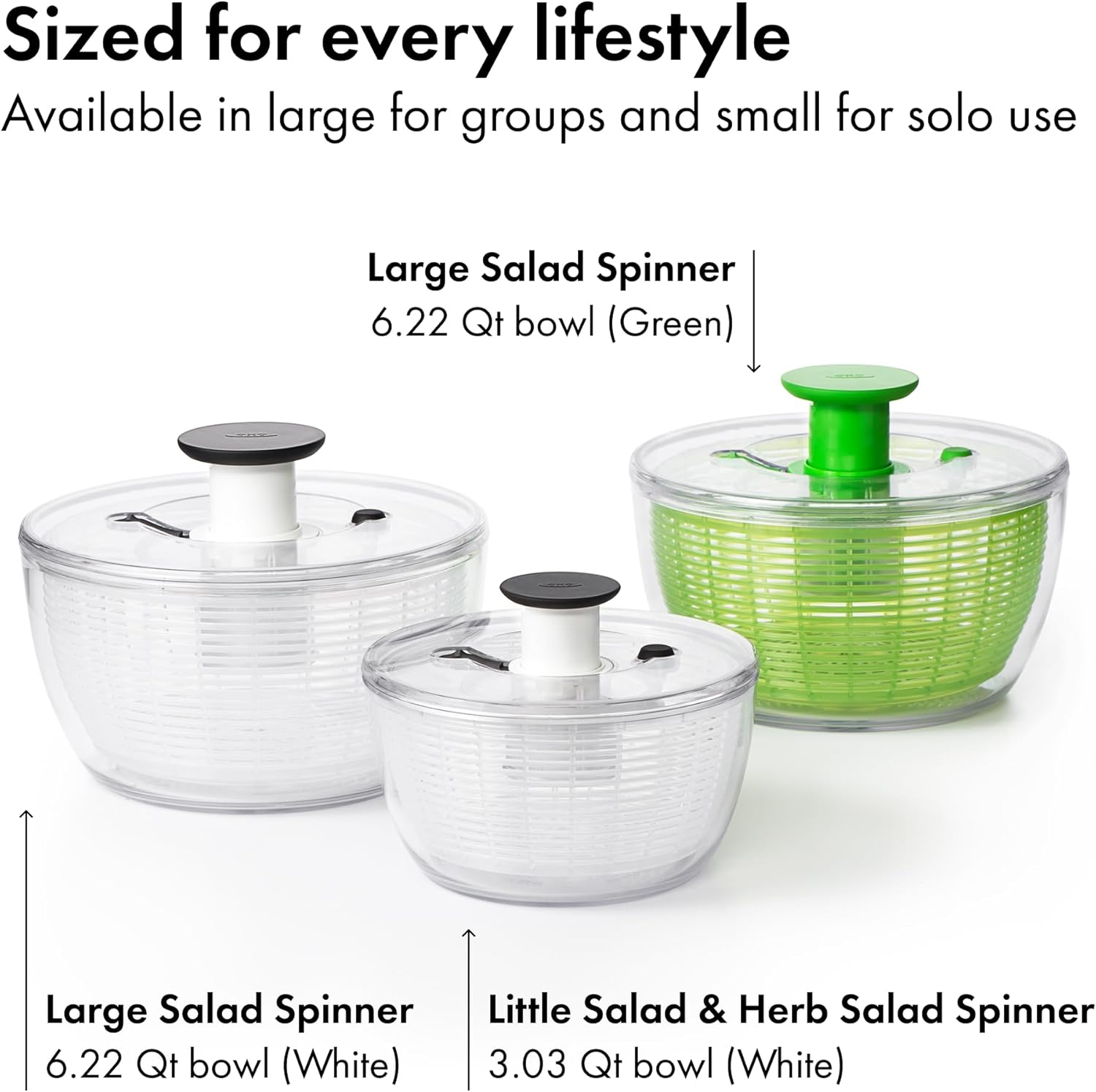 OXO Good Grips Salad Spinner | Practical Holiday Gift for the Home Cook Who Has Everything | One-Touch Greens Dryer