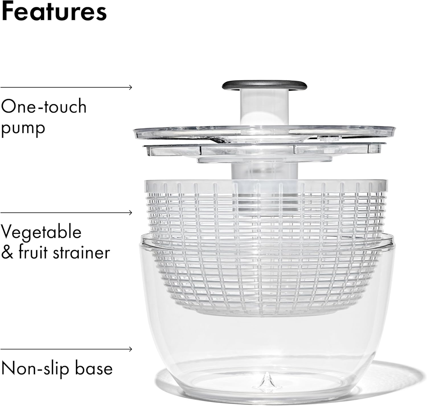 OXO Good Grips Salad Spinner | Practical Holiday Gift for the Home Cook Who Has Everything | One-Touch Greens Dryer