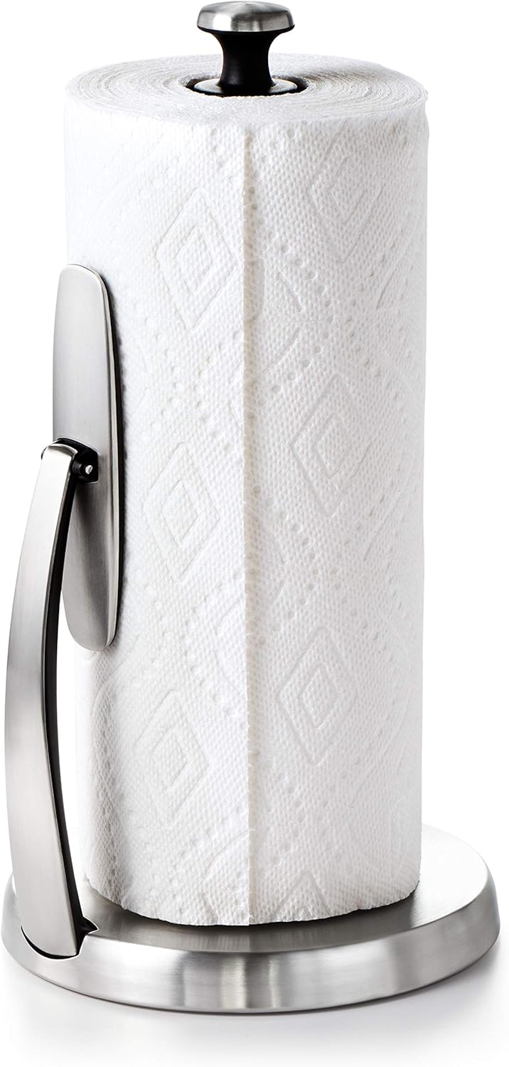 OXO Good Grips SimplyTear Paper Towel Holder Countertop – Stay-Focused Kitchen Tool That Eliminates Two-Handed Roll Hunting