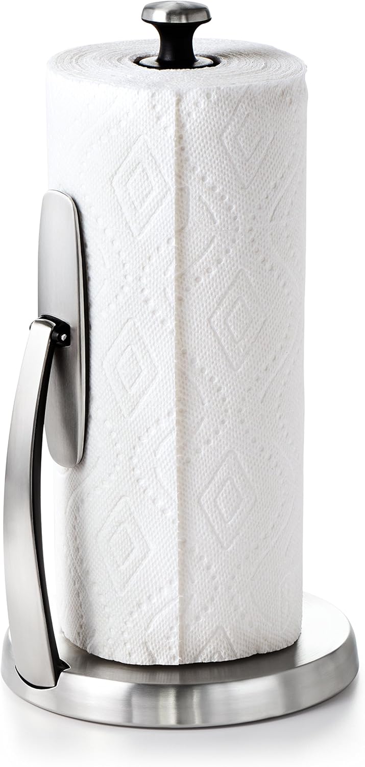 OXO Good Grips SimplyTear Paper Towel Holder Countertop – Stay-Focused Kitchen Tool That Eliminates Two-Handed Roll Hunting