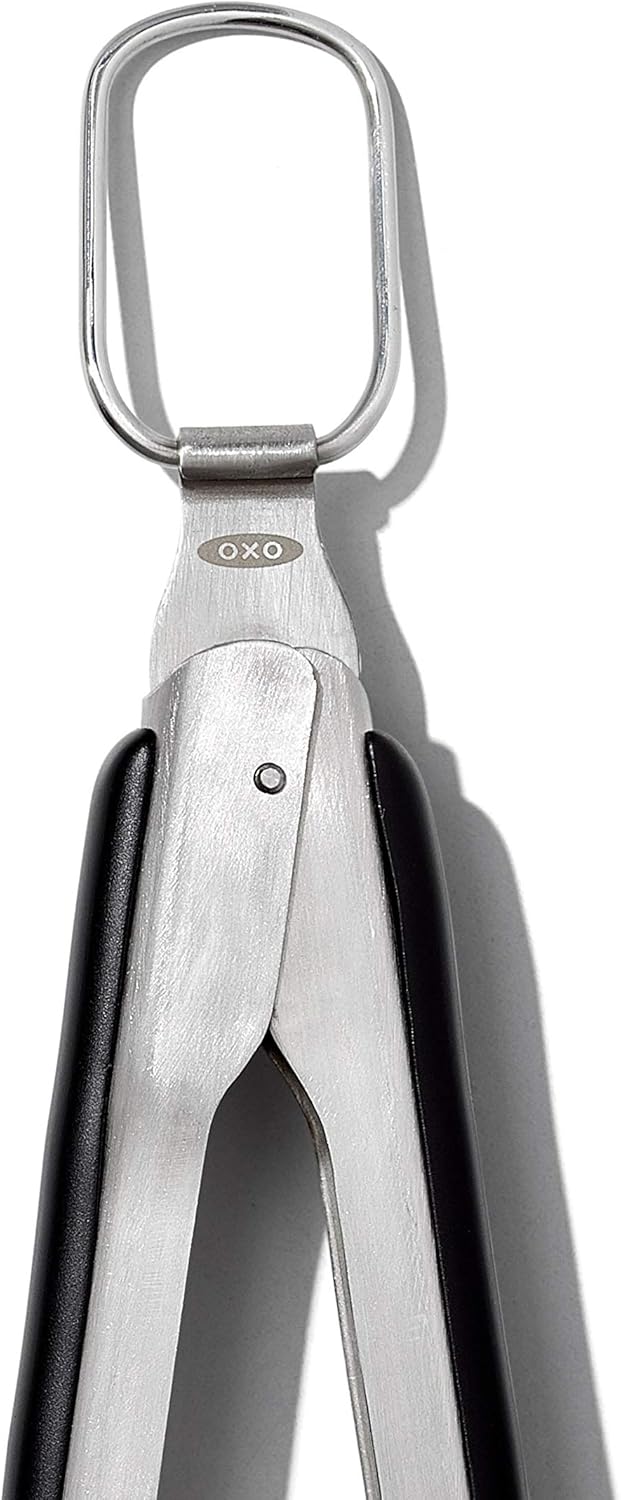 OXO Stainless Steel BBQ Tongs and Turner – Secure, Non-Slip Handles for Wet and Greasy Hands
