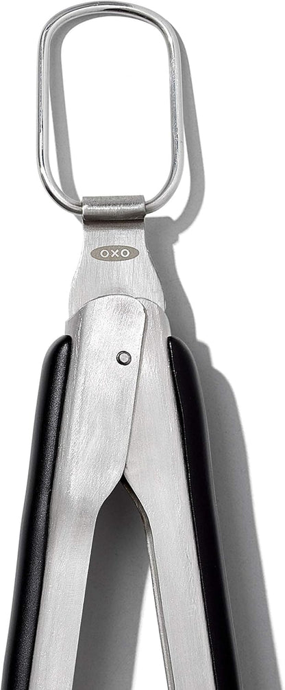 OXO Stainless Steel BBQ Tongs and Turner – Secure, Non-Slip Handles for Wet and Greasy Hands