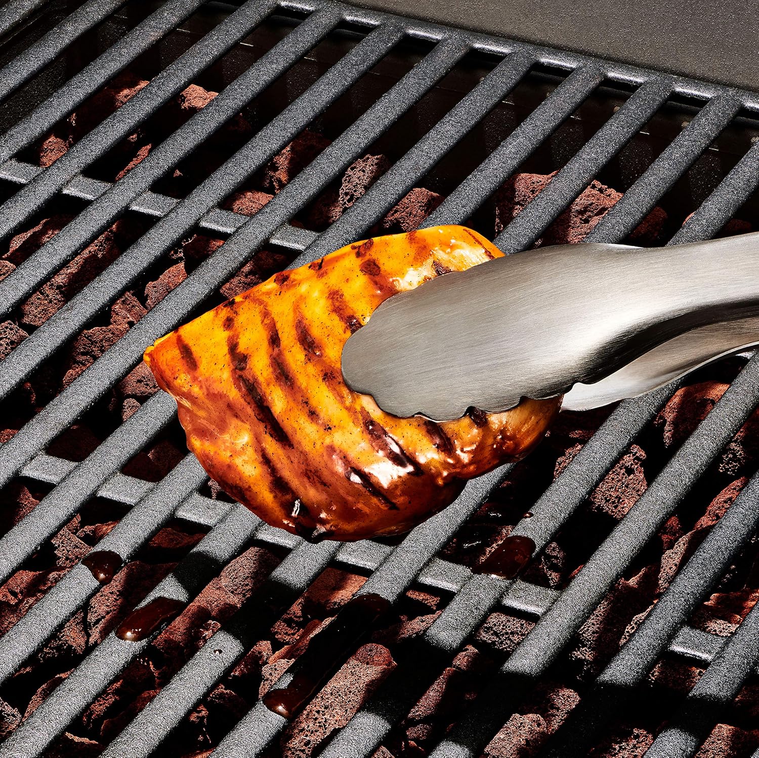 OXO Stainless Steel BBQ Tongs and Turner – Secure, Non-Slip Handles for Wet and Greasy Hands