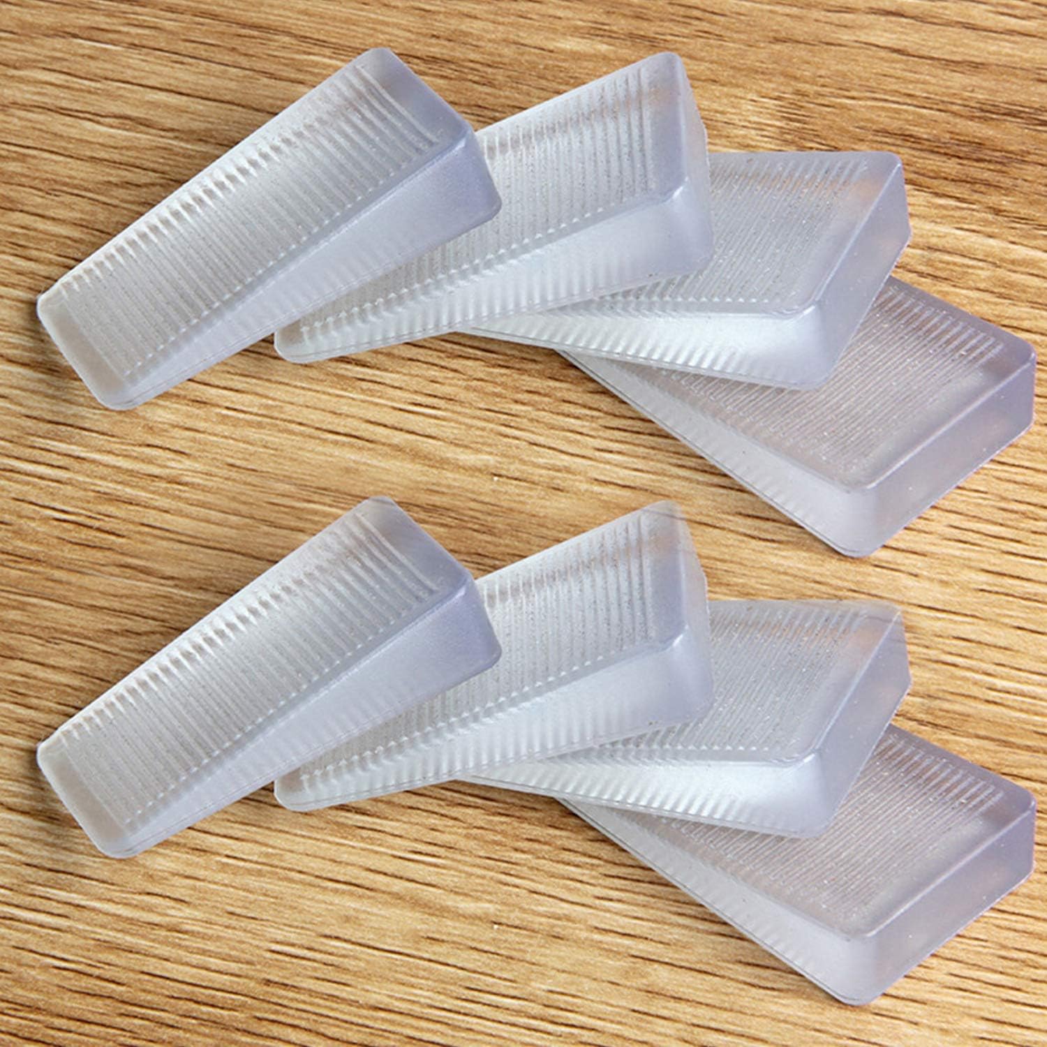 pack of 8 clear (or black) pvc shims with tapered 2mm to 10mm height profile