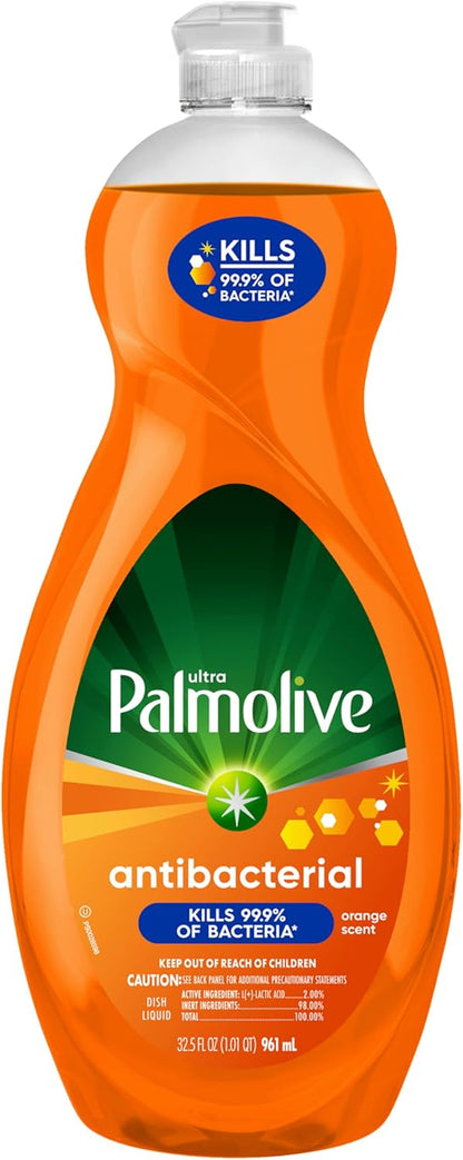 Palmolive Ultra Antibacterial Dish Soap Lemon – Bulk Pack Dish Liquid for Stocking the Pantry, 20 Fl Oz Pack of 9