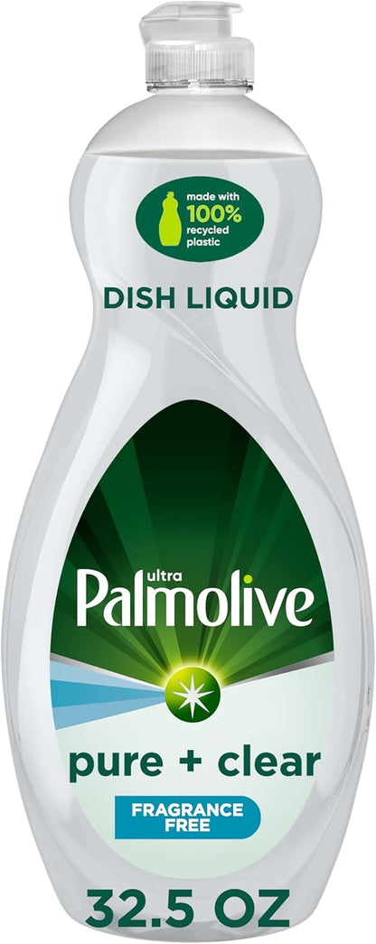 Palmolive Ultra Pure + Clear Dish Soap – Hypoallergenic Fragrance-Free Formula for Allergy-Prone Wellness Routines