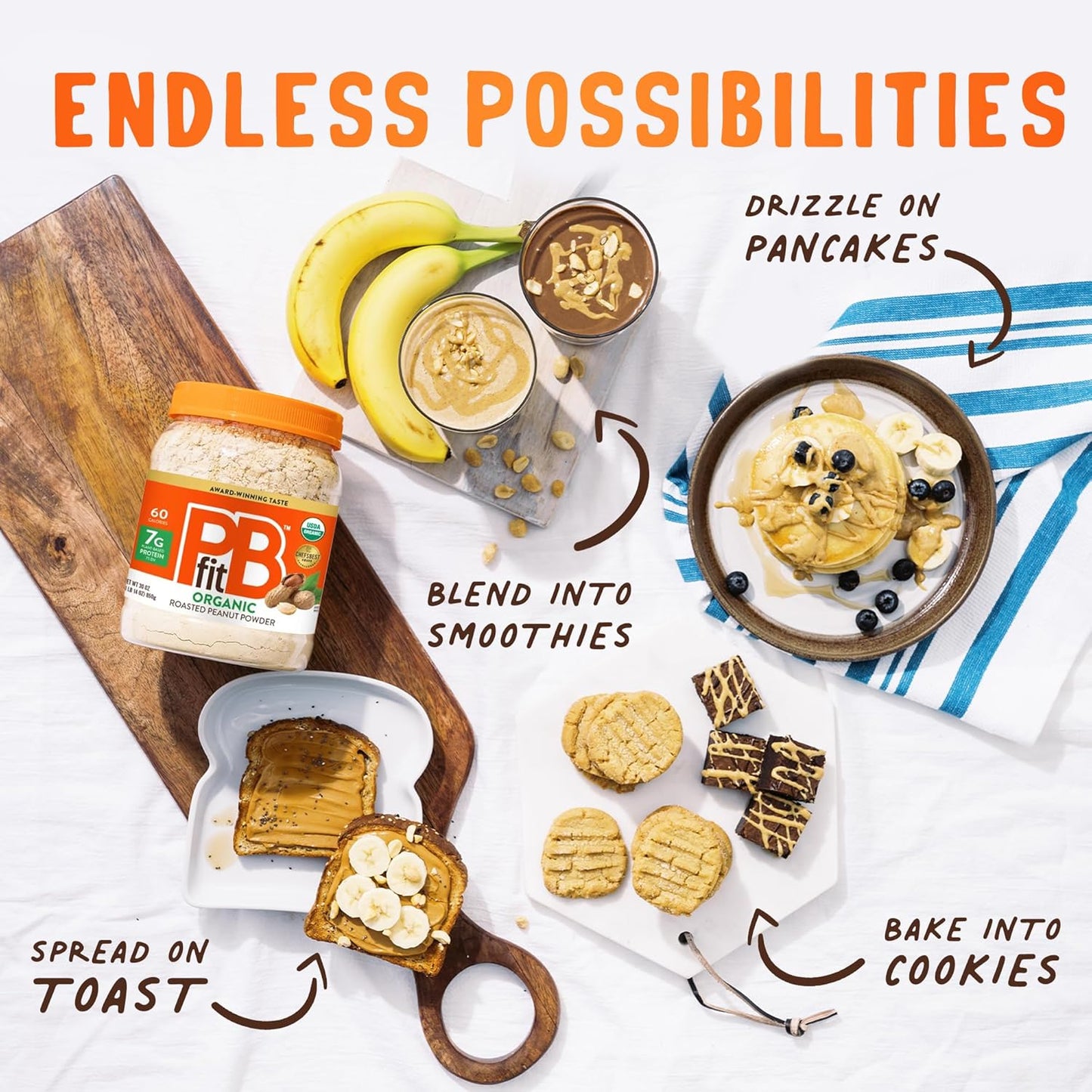 PBfit Powdered Peanut Spread – One-Canister Replacement for Spreads, Shakes, and Baking Mixes