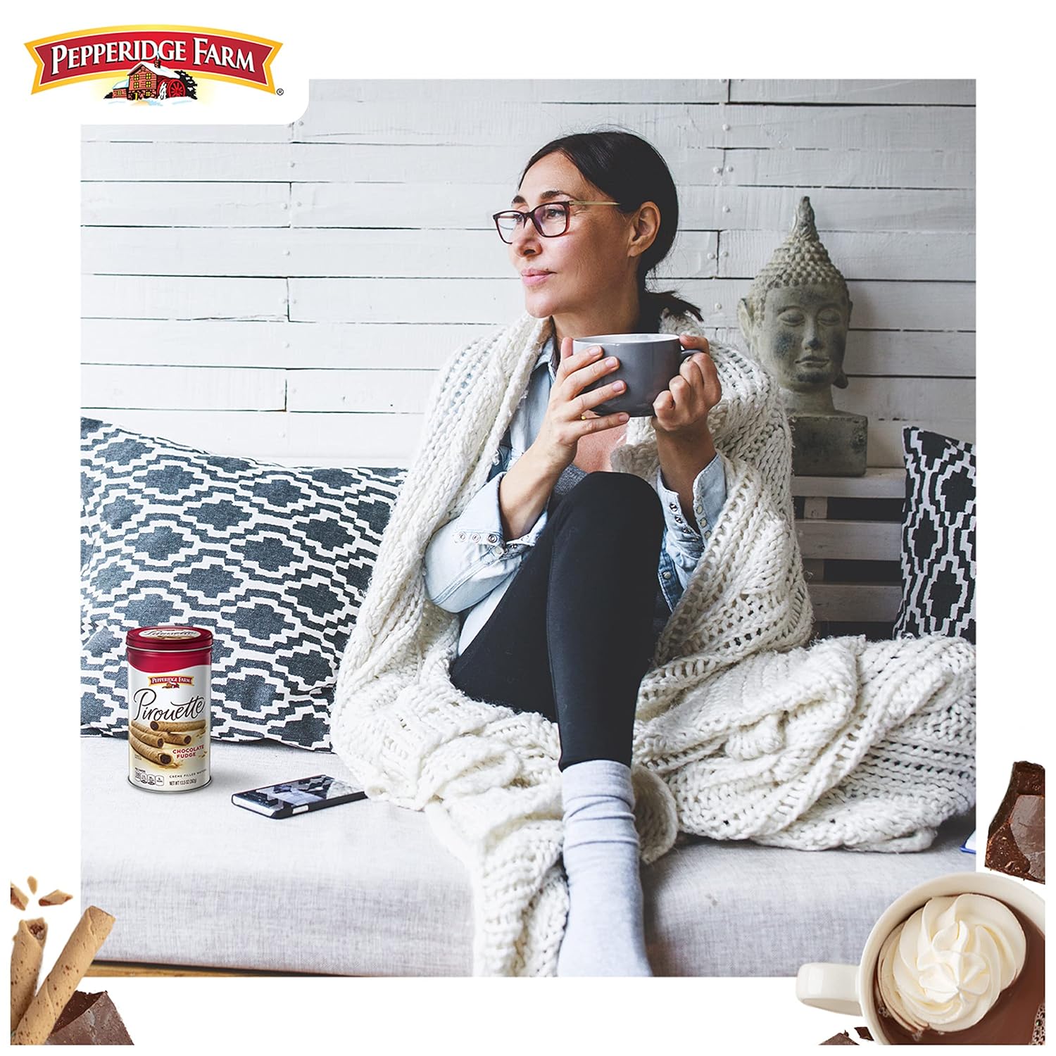 Pepperidge Farm Pirouette Rolled Wafers - Eye-Catching Canister for the Baking Pantry and Dessert Plating Station