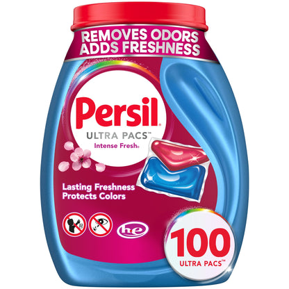 Persil Ultra Pacs Intense Fresh Laundry Detergent – Stress-Relieving Fresh Laundry for Home Laundry Room, Mindful Everyday Clean 100 Count