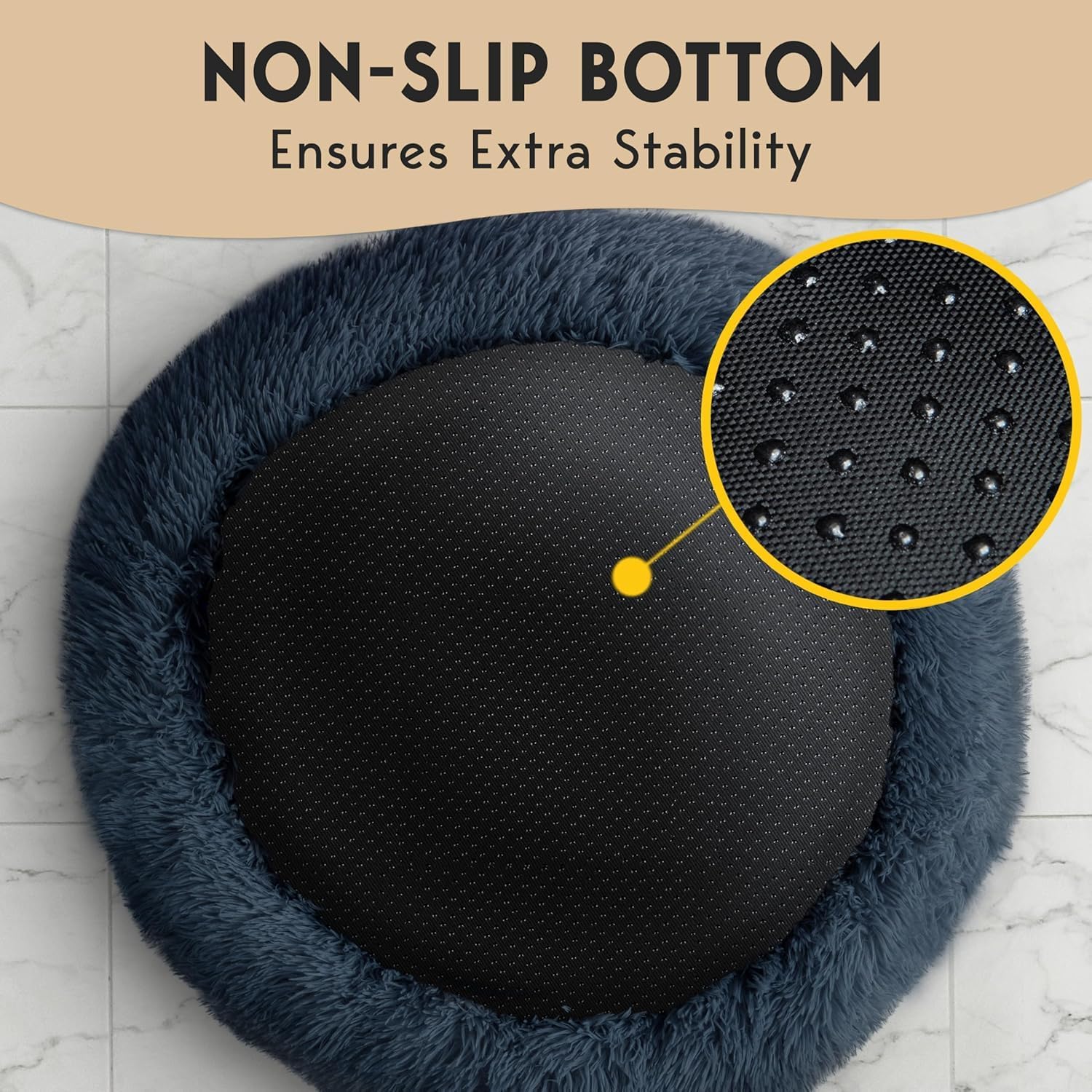 PetJett Anti-Anxiety Calming Dog Bed Medium – 8-Inch Raised Rim Donut Bed for Curl-Up Sleepers & Noise-Sensitive Pups