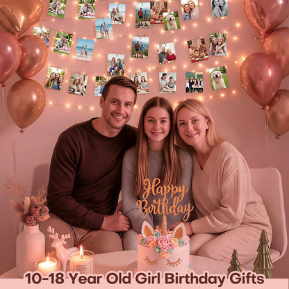 Photo Clip String Lights Valentine's Day Gift for Her - 40FT USB Fairy Lights with Remote for Teen Bedroom, Holiday Present for Teenage Girls