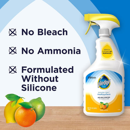 Pledge pH-Balanced Multisurface Cleaner – Fast Streak-Free Care That Keeps Your Workspace Camera-Ready