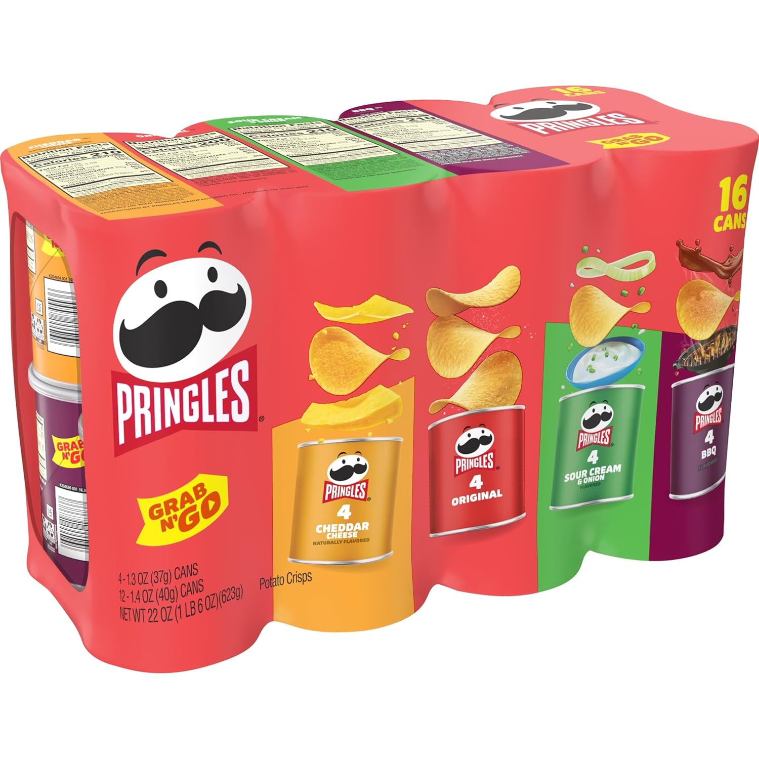 Pringles Grab N Go Snack Basket, Kosher Certified 4 Flavor Variety Pack for Game Day Hosts and Party Planners