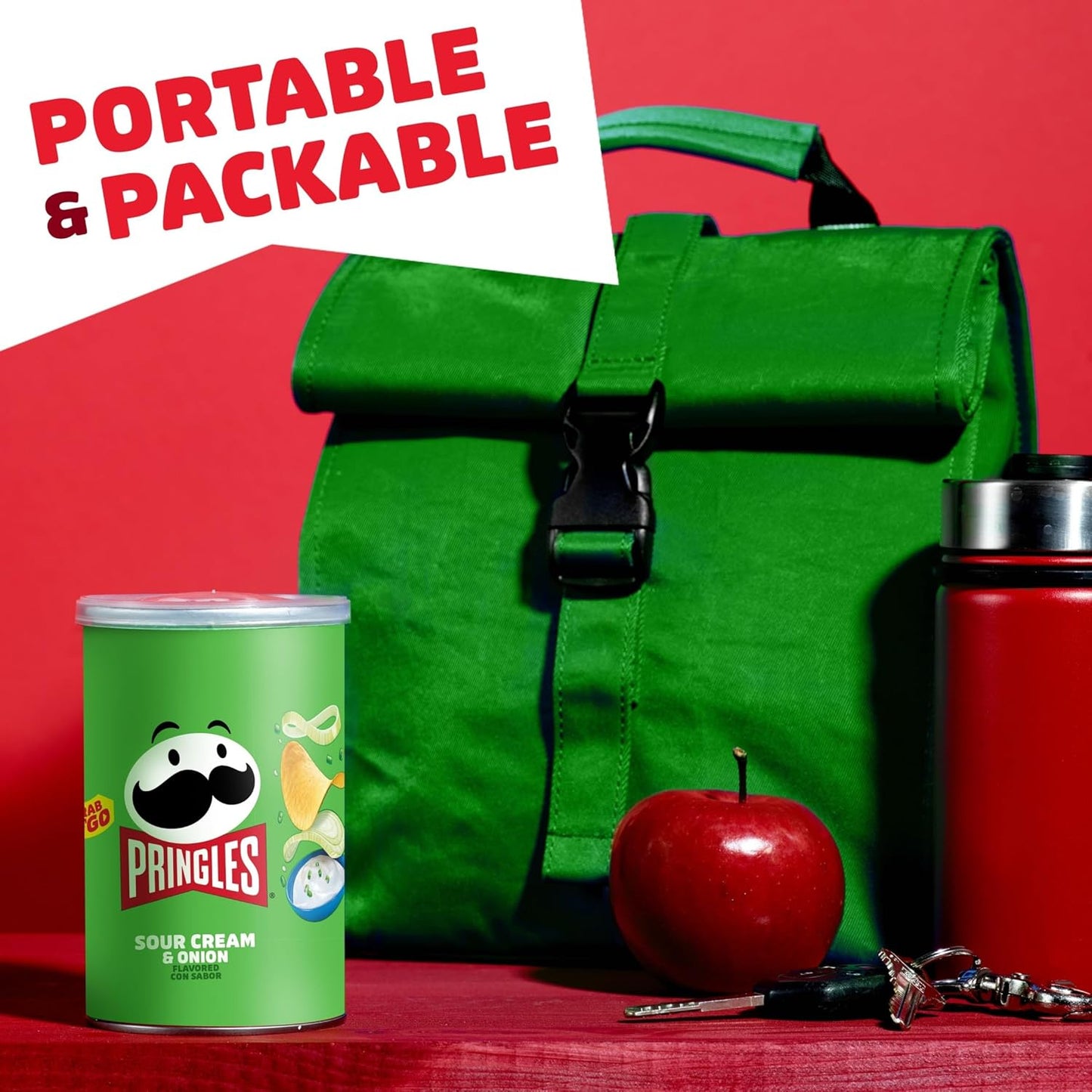 Pringles Sour Cream and Onion Chips, Resealable Portable Cans, Tailgate and Picnic Snack for Outdoor Watch Parties