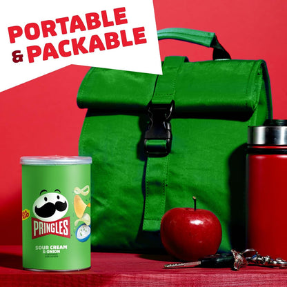 Pringles Sour Cream and Onion Chips, Resealable Portable Cans, Tailgate and Picnic Snack for Outdoor Watch Parties