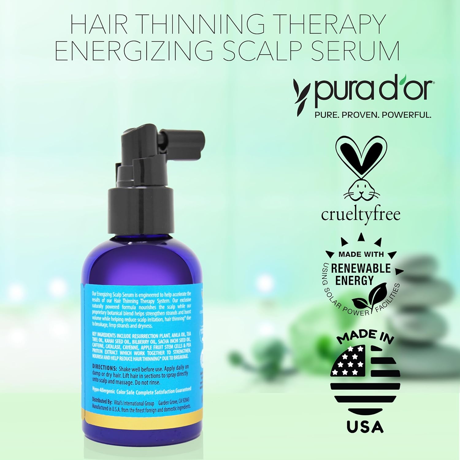 PURA D'OR Hair Thinning Therapy Serum – Self-Care Holiday Gift for Mom, Dad, Spouse, 4oz