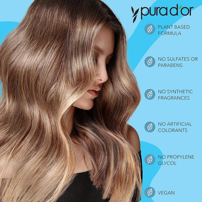 PURA D'OR Scalp Therapy Shampoo & Conditioner Duo — Long-Lasting Essential Oil Scent for Yoga Self-Care