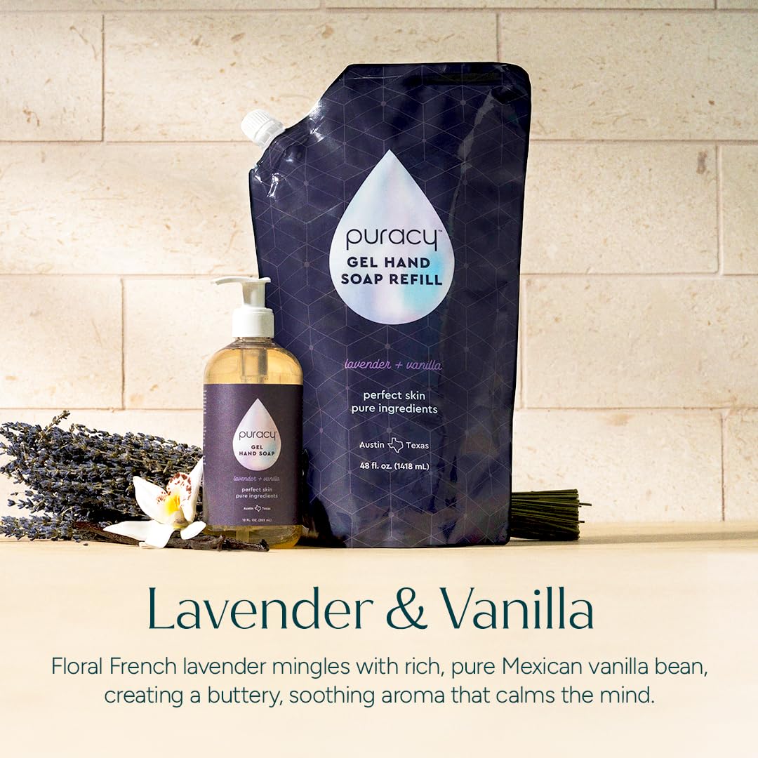 Puracy Natural Hand Wash – Neutral-Scented Gel Designed for Clean, Uncluttered Counters and Ceramic Dispensers