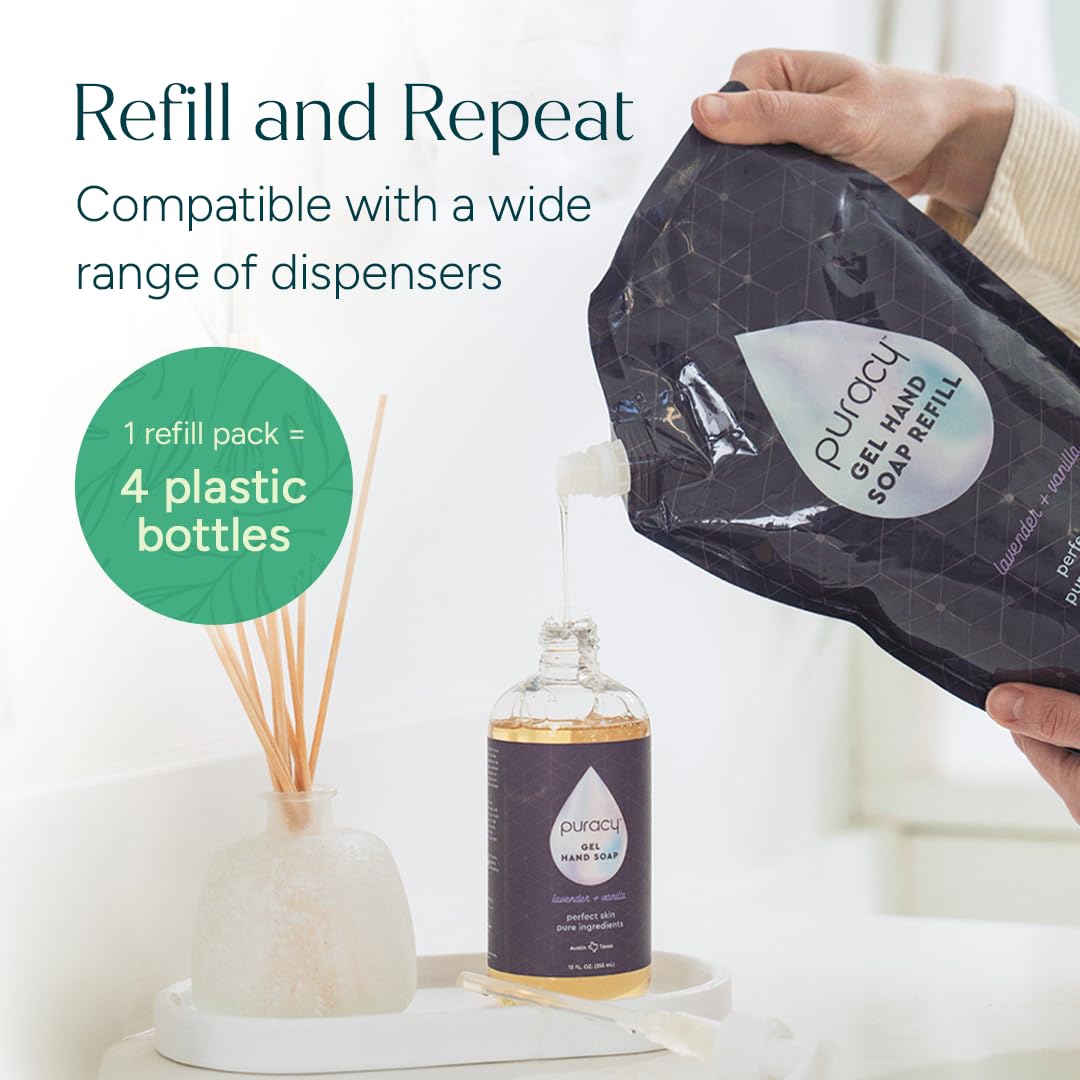 Puracy Natural Hand Wash – Neutral-Scented Gel Designed for Clean, Uncluttered Counters and Ceramic Dispensers