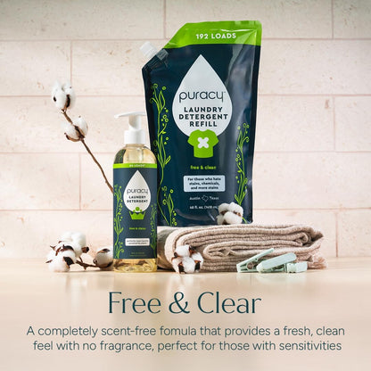 Puracy Natural Laundry Detergent - Fragrance-Free Enzyme Cleaner for Allergy-Prone Skin and Mindful Living