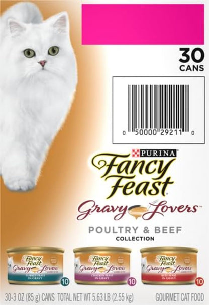 Purina Fancy Feast Gravy Lovers Wet Cat Food 30-Pack – Holiday Gift for Cat Lovers Who Pamper Their Pets